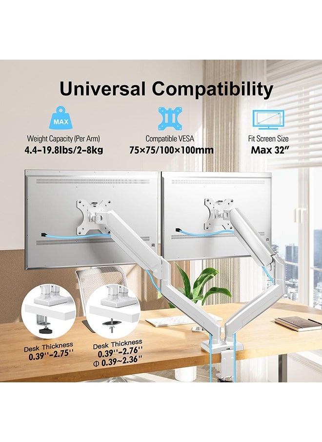 Dual Monitor Mount Fits 13 to 32 Inch Computer Screen Dual Monitor Arm Hold up to 19.8lbs Each Full Motion Monitor Desk Mounts for 2 Monitors Gas Spring Monitor Stand - pzsku/ZC6319E85740E875CBC5BZ/45/_/1730878587/ca442fcd-c240-433e-a0c9-02ea37740a60