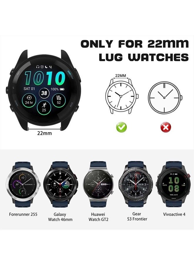 ISABAKE Compatible with Garmin Vivoactive 4/Venu 2/Forerunner 255 265 Bands,Silicone Strap Sport Wristband for Samsung Galaxy Watch 3 45mm/Galaxy Watch 46mm/Gear S3 Frontier Watch Band - Image 3