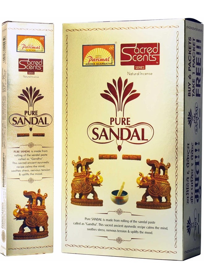 Satya Parimal Sacred Scents Natural Sandal Incense Sticks Box (28 Gms)-Pack of 6 - Image 1