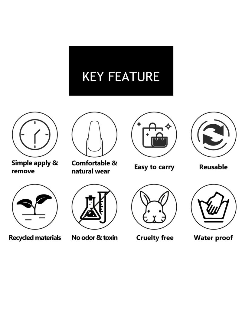 Artist Design/Smaragdi Cat Eye (Handmade)/Press On nails/Luxury Hand Painted/Squoval/10 PCS/M Size - Image 5