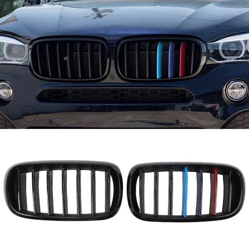 BILLDIO Grill Color Grille Compatible with 20142018 X5 F15 X6 F16ABS Gloss Black Kidney GrillSingle Slats