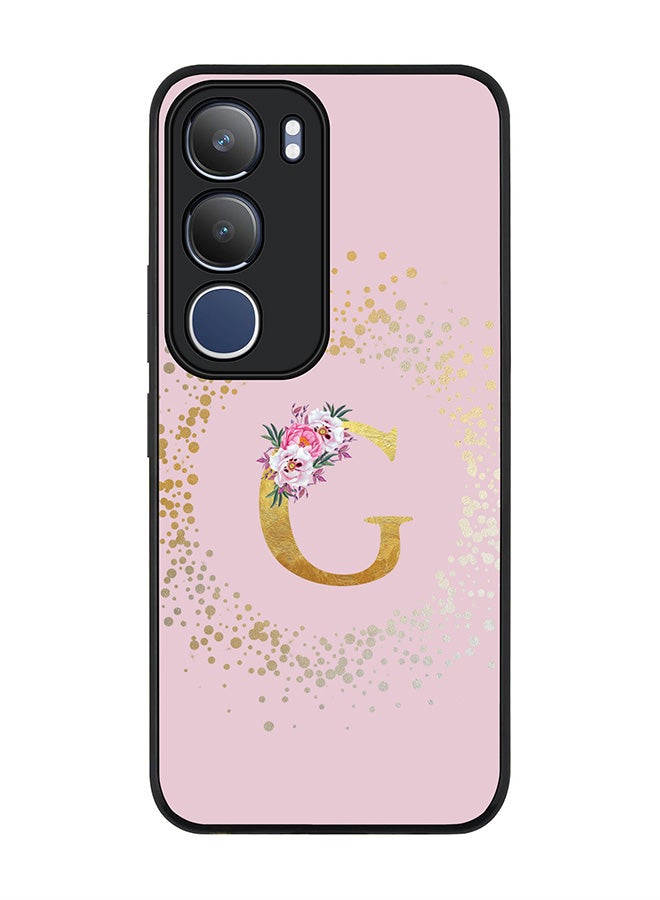 Stylizedd For vivo Y19s / Y19s Pro Case,Slim fit Camera Protection, Shockproof Thin Phone cover  - Custom Monogram Floral - G  (Pink )