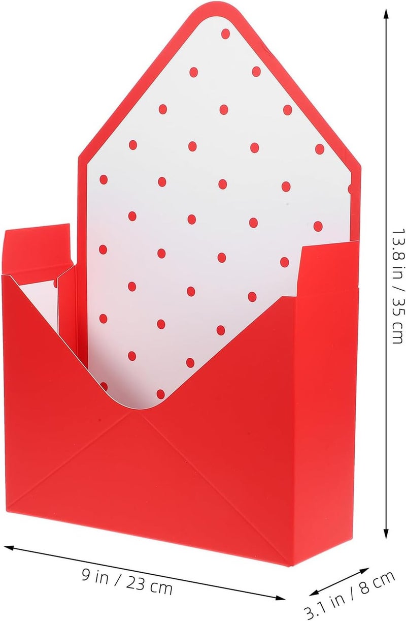 Healeved Florist Bouquet Envelope Boxes 9pcs Set Folding Flower Wrapping Paper Boxes with Red, Black, and White Polka Dot Patterns for Packaging and Flower Arrangement - Image 2