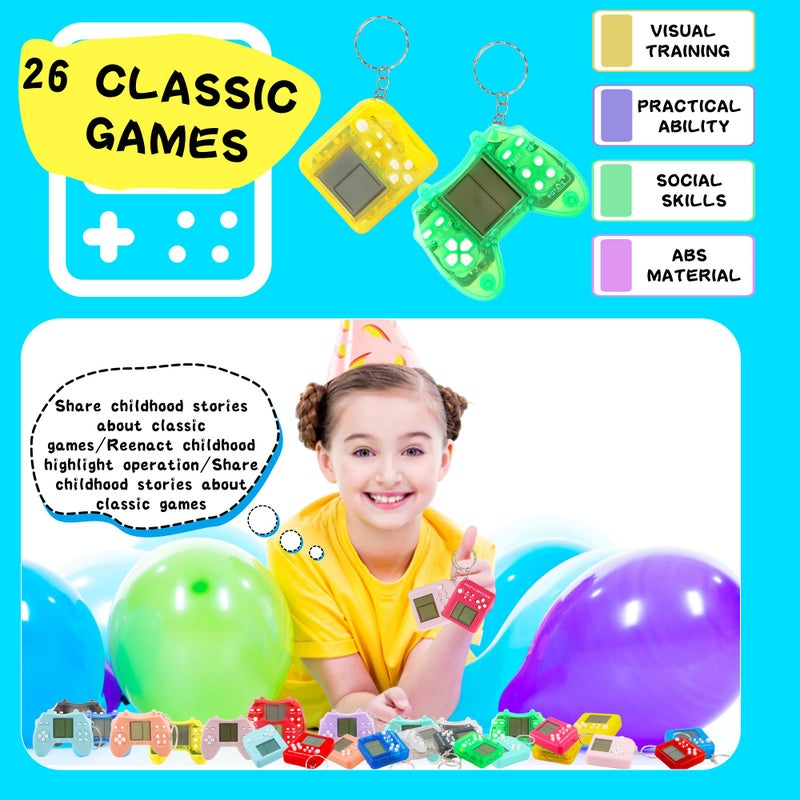 Conagel 24 Pack Video Game Keychains Video Game Party Favors Mini MultiColors Gamepad Keychain Bulk for Kids Birthday Party Supplies Goodies Bags Stuffer - Image 3