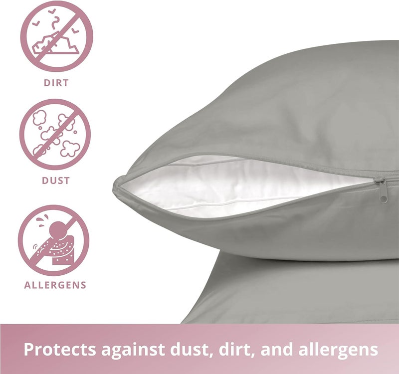 CirclesHome Pillow Protectors 2 Pack Standard Zippered - 100% Cotton Breathable Pillowcases - Protects Pillows from Dirt  Dust and Debris (Standard - Set of 2 - 20x26) - Image 5