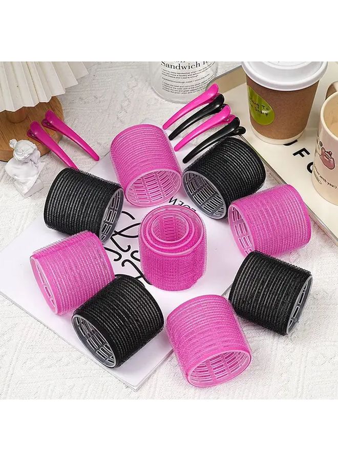 24 Pcs Rose Red Self Adhesive Hair Roll Set with Folding Hair Clips Salon Grade Curling Iron for Creating Beautiful Waves and Curls for Short to Medium Hair Unisex Hairstyle Design - Image 3
