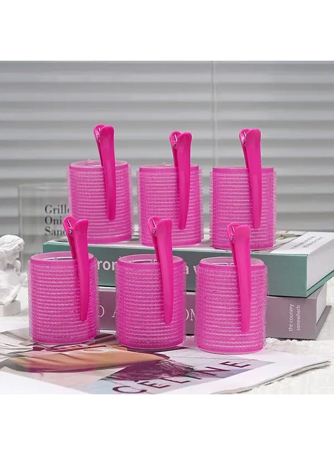 24 Pcs Rose Red Self Adhesive Hair Roll Set with Folding Hair Clips Salon Grade Curling Iron for Creating Beautiful Waves and Curls for Short to Medium Hair Unisex Hairstyle Design - Image 1