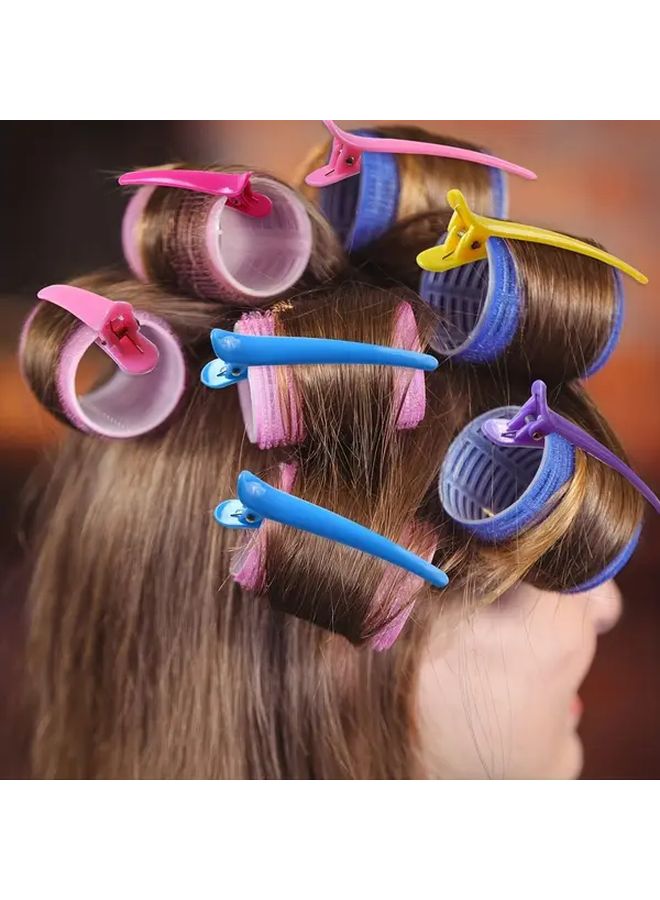 24 Pcs Rose Red Self Adhesive Hair Roll Set with Folding Hair Clips Salon Grade Curling Iron for Creating Beautiful Waves and Curls for Short to Medium Hair Unisex Hairstyle Design - Image 2
