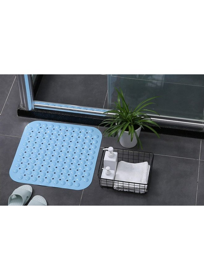 Lifekrafts Lifekrafts Experia Polyvinyl Chloride Anti-Slip with Suction Cup Big Size Bath with Mat Soft-Pebble (80x80cm, Blue)  - Image 5