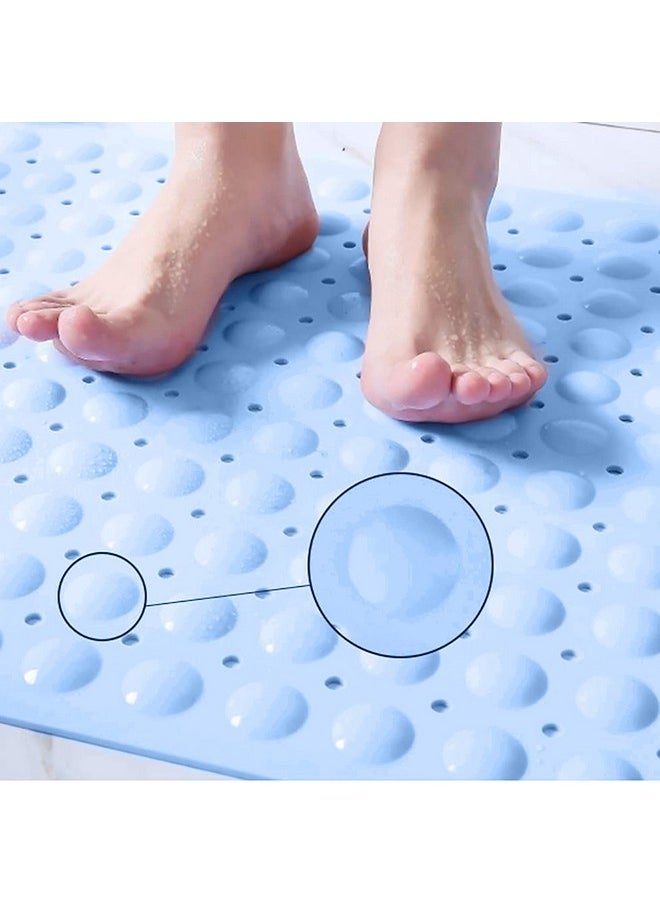 Lifekrafts Lifekrafts Experia Polyvinyl Chloride Anti-Slip with Suction Cup Big Size Bath with Mat Soft-Pebble (80x80cm, Blue)  - Image 3
