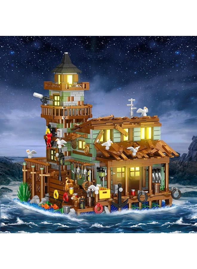 HSANHE Fishing Village Store House Building Set with LED Light, 1881 PCS Wood Cabin Mini Building Block, STEM Architecture Toys Kit, Birthday Gift for Adults Ages 8-12+ Yearsï¼ˆNot Compatible with Set ï¼‰ - Image 4