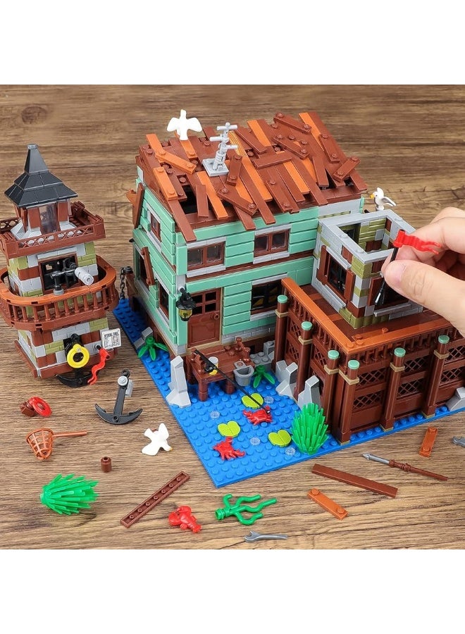 HSANHE Fishing Village Store House Building Set with LED Light, 1881 PCS Wood Cabin Mini Building Block, STEM Architecture Toys Kit, Birthday Gift for Adults Ages 8-12+ Yearsï¼ˆNot Compatible with Set ï¼‰ - Image 5