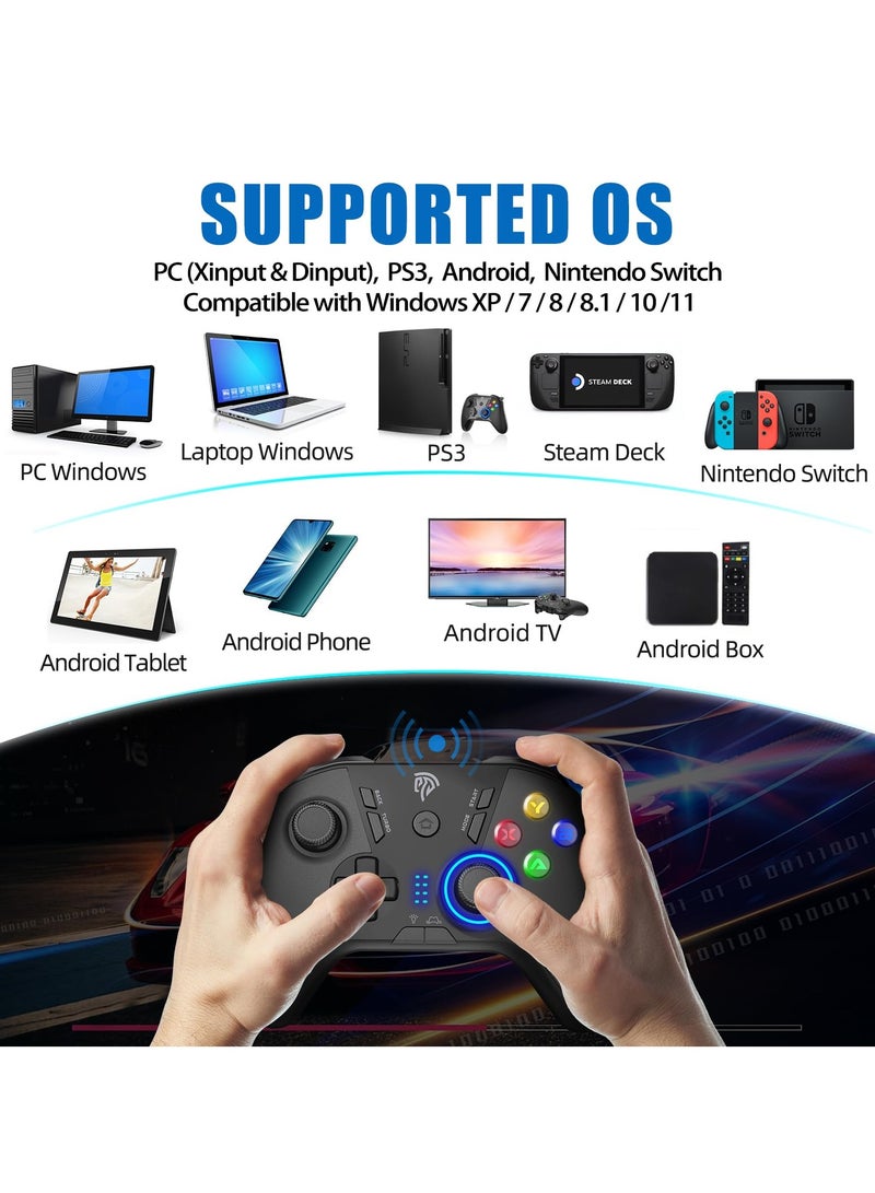 EasySMX 9110 Wireless Gaming Controller for Windows PC/Steam Deck/PS3/Android TV BOX, Dual Vibrate Plug and Play Gamepad Joystick with 4 Customized Keys, Battery Up to 14 Hours, Work for Nintendo Switch - Image 2