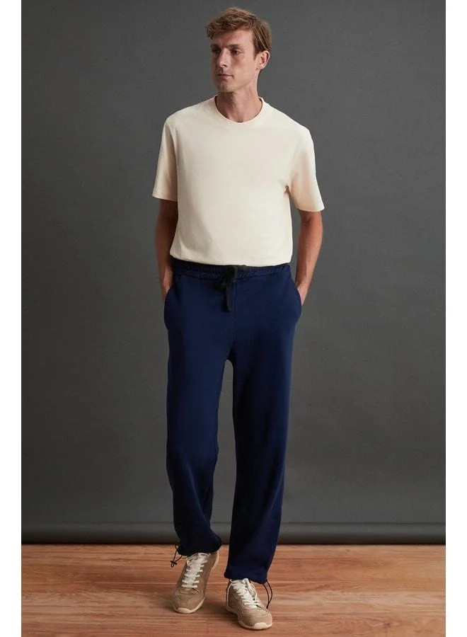 Grimelange Men's Soft-Lined Comfortable Elastic-Cuffed Comfort Navy Sweatpants.