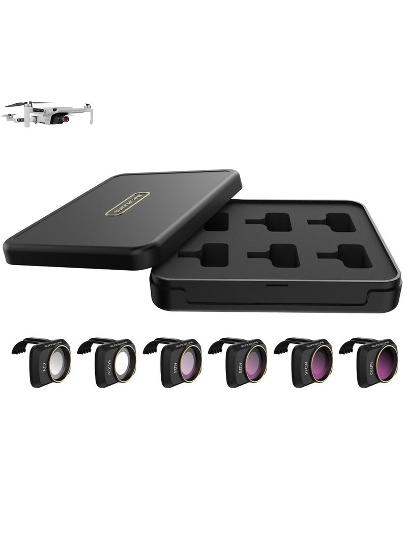 مجموعة فلتر ND مكونة من 6 قطع لـ DJI Mavic Mini وMini 2 وMini SE - ملحقات متعددة الطلاء بما في ذلك MCUV وCPL وND4 وND8 وND16 وND32 لتحسين التصوير بالطائرات بدون طيار. - Image 1