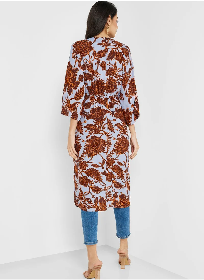 VERO MODA Printed Ruched Waist Kimono