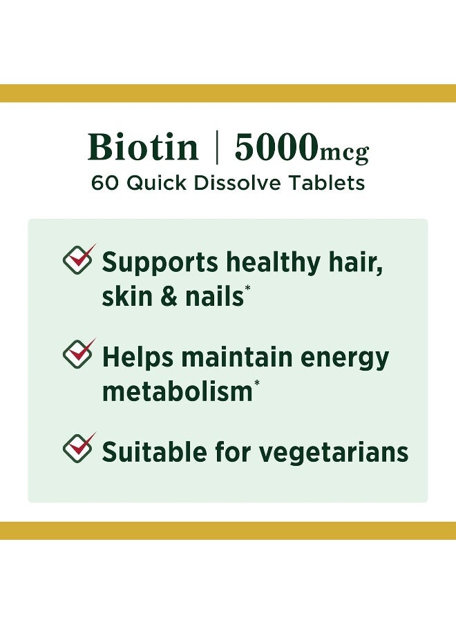 NATURE'S BOUNTY Qd Biotin 5000 Mcg - 60 Quick Dissolve Tablets  - Image 3