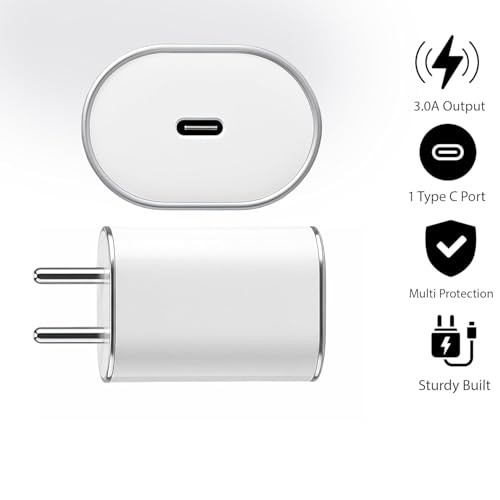 Punnkk 45W Fast Charger Compatible for Nothing Phone 3A/2A/2/1, CMF Phone 1 | PPS PD 3.0 Type-C Wall Adapter | BIS Certified | Compatible with Nothing 3A Pro/2A Plus | White - Image 3