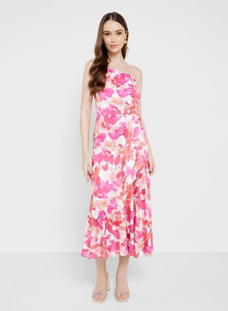 ايلا فستان كتف واحد بنقشة الزهور - Image 4