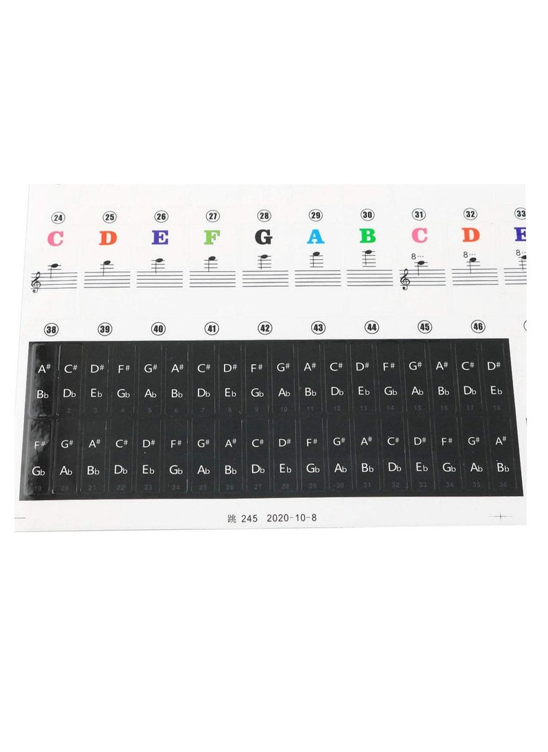 Mike Music - Piano Keyboard Stickers for 88/61/54/49/37 Key, Bold Large Letter Piano Stickers for Learning, Removable Piano Keyboard Letters, Notes Label for Beginners and Kids, Multicolor - Image 1