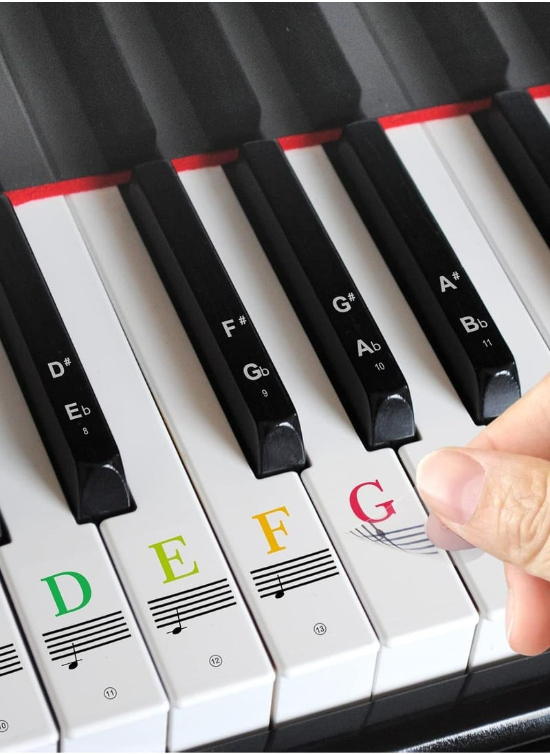 Mike Music - Piano Keyboard Stickers for 88/61/54/49/37 Key, Bold Large Letter Piano Stickers for Learning, Removable Piano Keyboard Letters, Notes Label for Beginners and Kids, Multicolor - Image 1