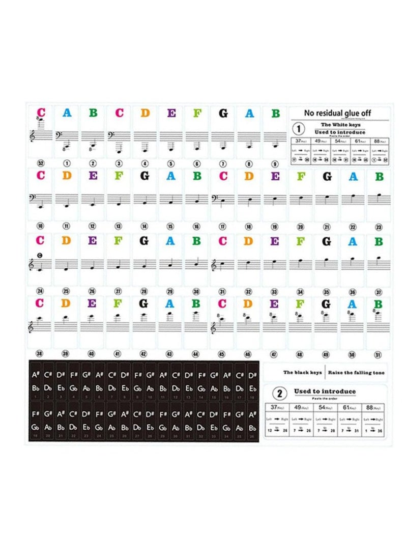 Mike Music - Piano Keyboard Stickers for 88/61/54/49/37 Key, Bold Large Letter Piano Stickers for Learning, Removable Piano Keyboard Letters, Notes Label for Beginners and Kids, Multicolor - Image 1