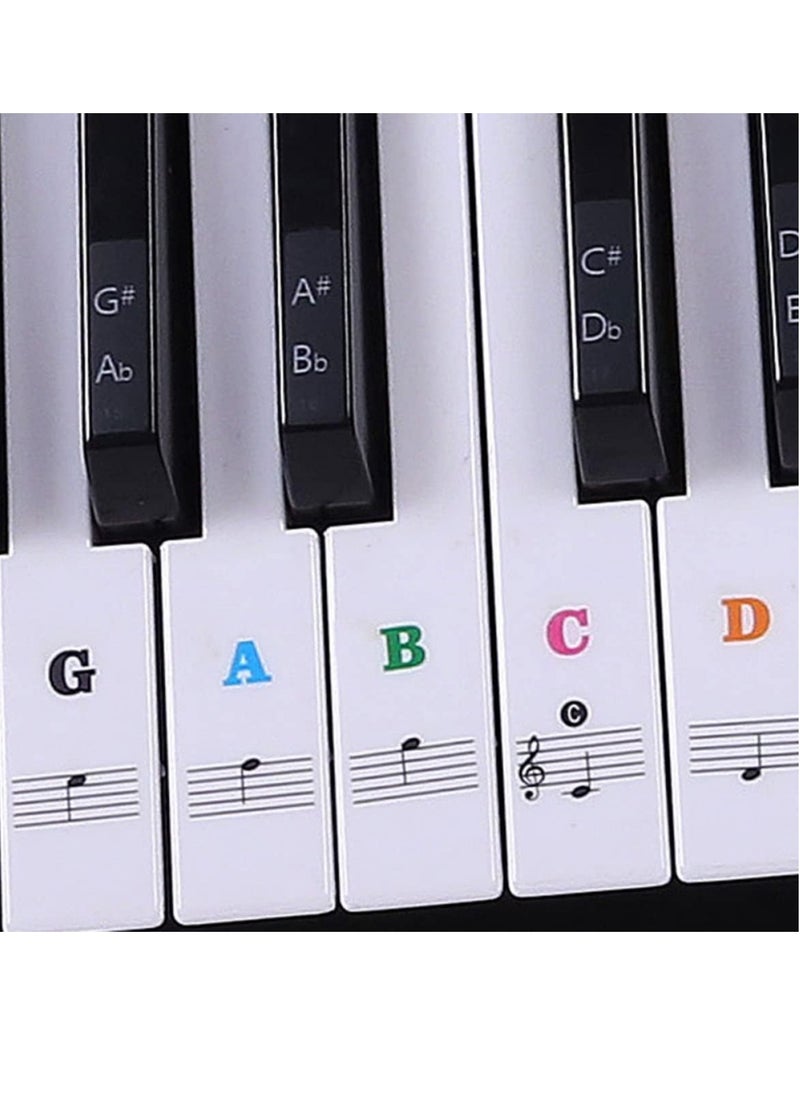 Mike Music - Piano Keyboard Stickers for 88/61/54/49/37 Key, Bold Large Letter Piano Stickers for Learning, Removable Piano Keyboard Letters, Notes Label for Beginners and Kids, Multicolor - Image 1