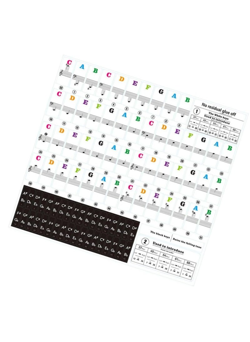 Mike Music - Piano Keyboard Stickers for 88/61/54/49/37 Key, Bold Large Letter Piano Stickers for Learning, Removable Piano Keyboard Letters, Notes Label for Beginners and Kids, Multicolor - Image 1