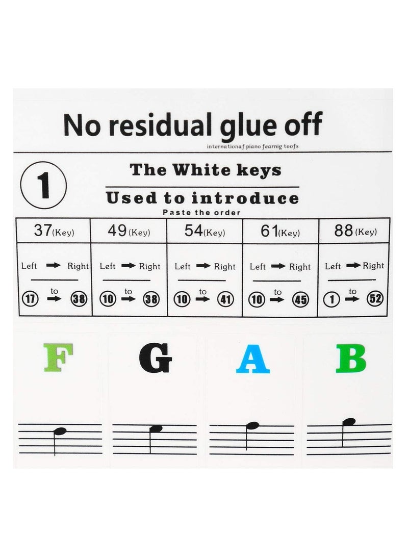 Mike Music - Piano Keyboard Stickers for 88/61/54/49/37 Key, Bold Large Letter Piano Stickers for Learning, Removable Piano Keyboard Letters, Notes Label for Beginners and Kids, Multicolor - Image 1