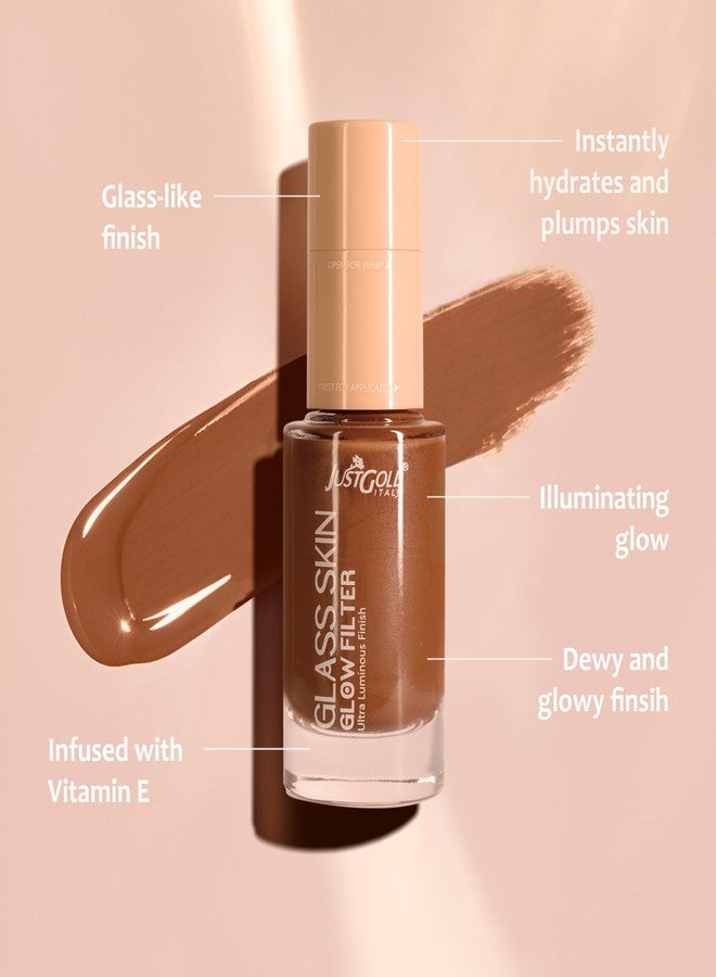 JUST GOLD Justgold Glas$ skin Glow Filter Ultra Luminous Finish Enriched with Vitamin E (Caramel #105, 30 ML) - Image 2