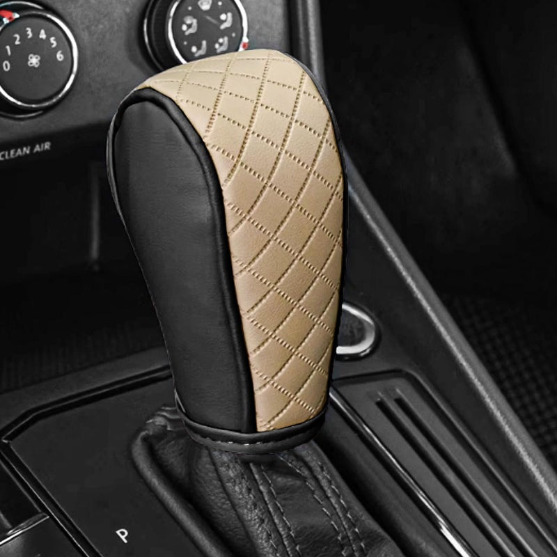 QKYS Leather Car Gear Shift Knob Cover Upgraded AntiSlip Design Stick Shift Knob Cover Universal Durable Car Decorative Accessories Shifter Stick Protector Suitable for CarsTrucksSUVs BkBg - Image 3