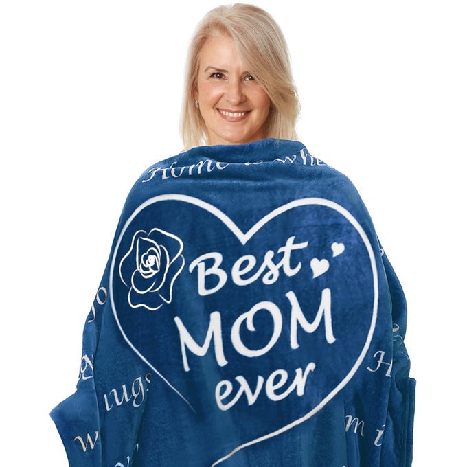 MOTHERS DAY BLANKET DAUGHTER SON GIFTS BEST MOM EVER FUZZY THROW BLANKET FOR MOM WIFE FRIEND 50X 60 NAVY
