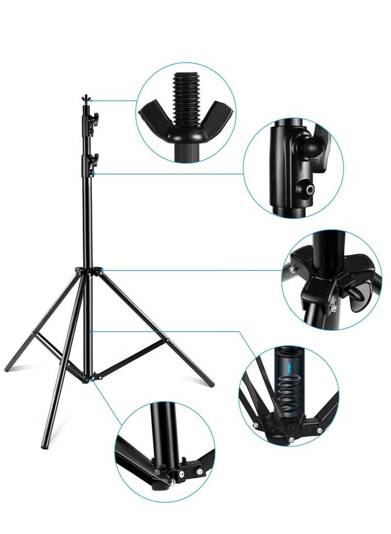 Adjustable Studio Photography Backdrop Stand Kit Black,2m X 1m - Image 2