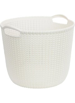 Knit Large Round Basket With 2 Hand 30L Off White Color