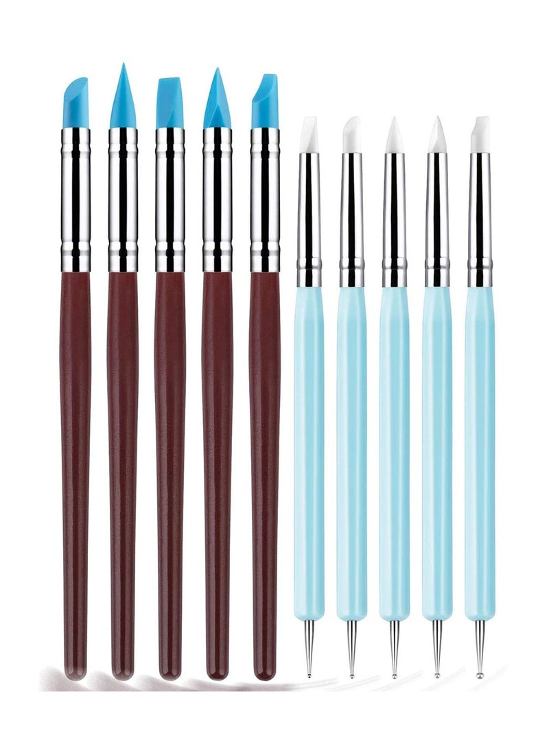 Silicone Clay Sculpting Tool, 10Pcs Modeling Dotting Tool for Pottery Craft, Rock, Nail, Blending, Drawing - Image 1