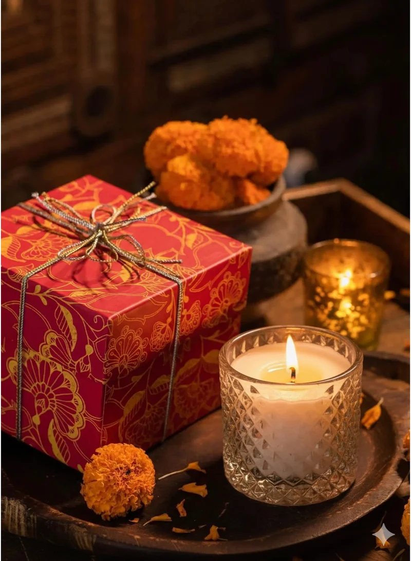 Tohfa Luxe Tohfa Luxe Serene Glow Candle – 8 × 8 cm | Hand-Poured Soy Wax | Vanilla, Musk & Sandalwood