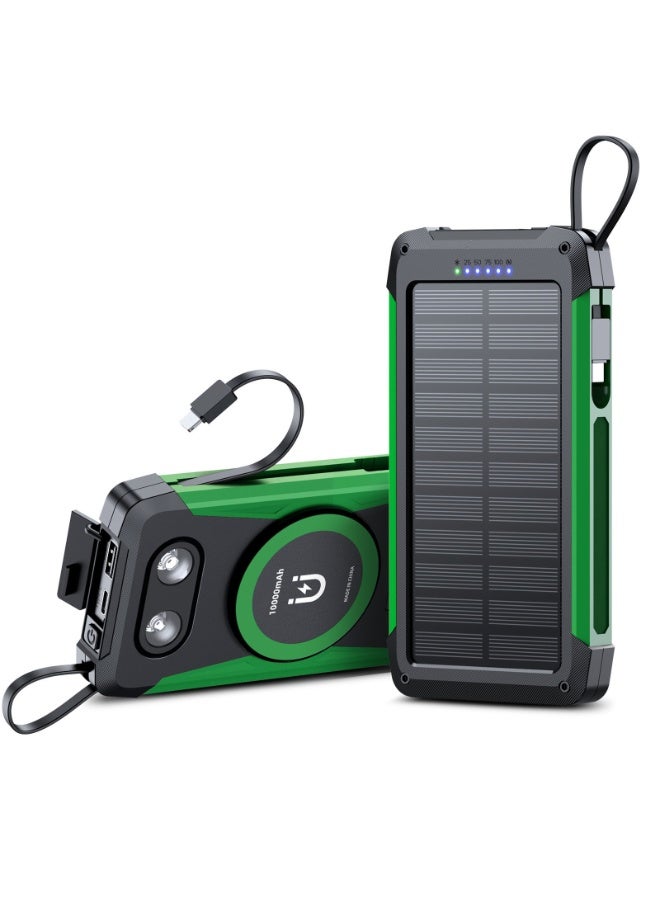 GREEN LION Solar Trex 10000mAh Power Bank PD 20W, Portable Power Station with built In Type-C & Lightning Cable / Solar Panel / Compatible with Mag Safe / Multi Functional LED / IP65 Dust & Water Resistant - Black - Image 4