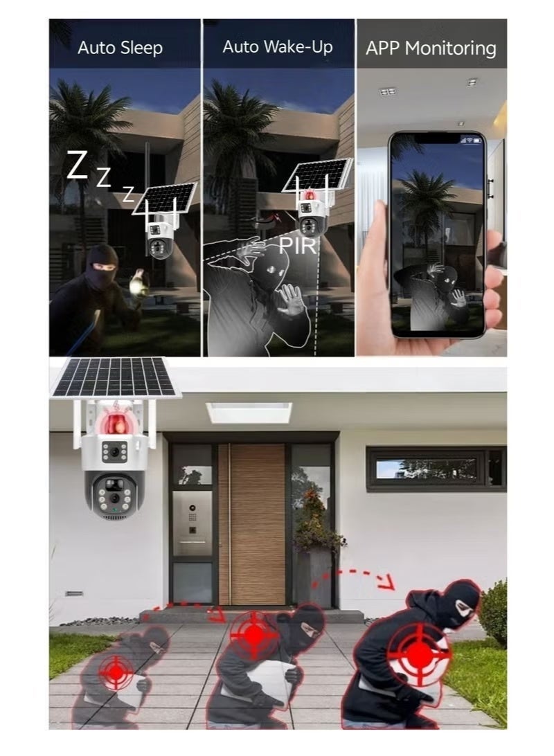 كروني كاميرا مراقبة CRONY VCS09 تعمل بالطاقة الشمسية بتقنية 4G. دقة 8 ميجابكسل (1080 بكسل). كاميرا بانورامية متحركة (PTZ). بطارية عالية السعة 8000 مللي أمبير + كاميرا تعمل بالطاقة الشمسية. مقاومة للماء بمعيار IP66، خاصية تتبع الأشخاص، صوت ثنائي الاتجاه، تخزين على بطاقة TF/سحابة، كاميرا أمان لاسلكية. - Image 4