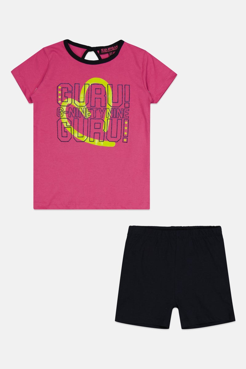 Guru 99 Toddlers Girl 2 Pieces Graphic Print Top And Bottom Set, Multicolor - Image 1