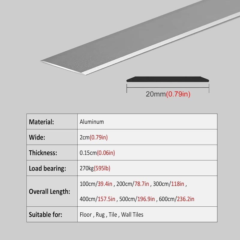 Doorway Uneven Floor Transition Strip, Metal Floor Transition Strip,0.8 inch Flat Divider Strip for Finishing and Decorating The Edges of Carpets and Floors,Floor Joining,Deep Coffee-90cm/35.4in - Image 2