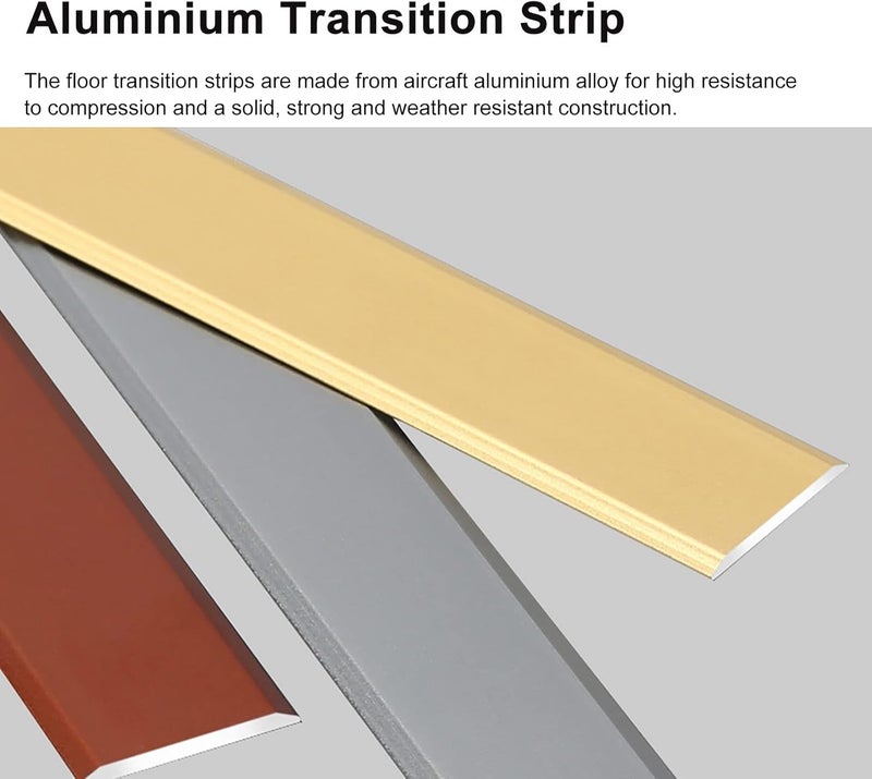 Doorway Uneven Floor Transition Strip, Metal Floor Transition Strip,0.8 inch Flat Divider Strip for Finishing and Decorating The Edges of Carpets and Floors,Floor Joining,Deep Coffee-90cm/35.4in - Image 4