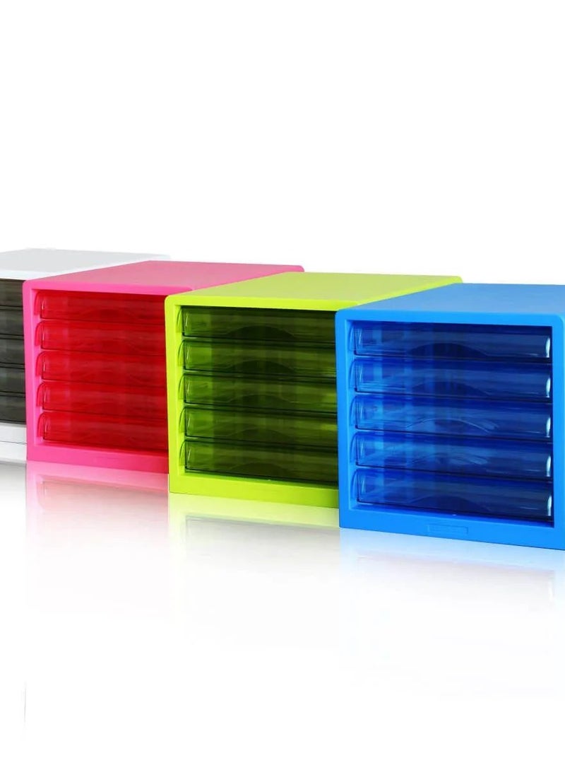 Deli - Deli E9777 5 Drawer File Cabinet, Mixed Color, High Quality PP Material, Drawer Sticker for Easy Organization - Image 1