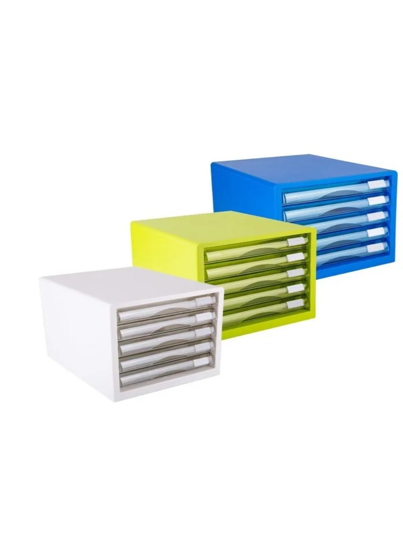 Deli - Deli E9777 5 Drawer File Cabinet, Mixed Color, High Quality PP Material, Drawer Sticker for Easy Organization - Image 1