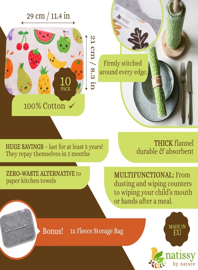 Natissy Paperless Paper Towels, 10-Pack Organic Cotton Reusable Paper Towels Washable Roll, Washable Cloth Paper Towels, Fabric Paperless Towels for Kitchen, Reusable Paper Towel Replacement Cloth Alternative - Image 2
