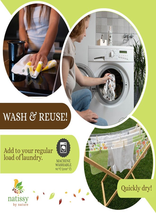 Natissy Paperless Paper Towels, 10-Pack Organic Cotton Reusable Paper Towels Washable Roll, Washable Cloth Paper Towels, Fabric Paperless Towels for Kitchen, Reusable Paper Towel Replacement Cloth Alternative - Image 5