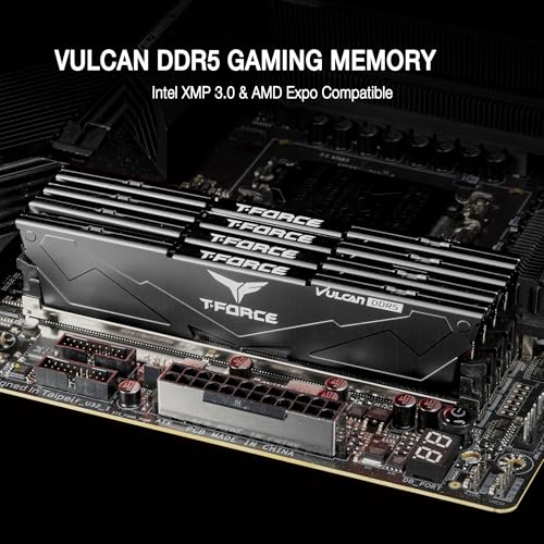 TEAMGROUP T-Force Vulcan DDR5 32GB (2x16GB) 6000MHz (PC5-48000) CL38 Desktop Memory Module Ram (Black) for Chipset 600 700 Series XMP 3.0 Ready - FLBD532G6000HC38ADC01 - Image 2