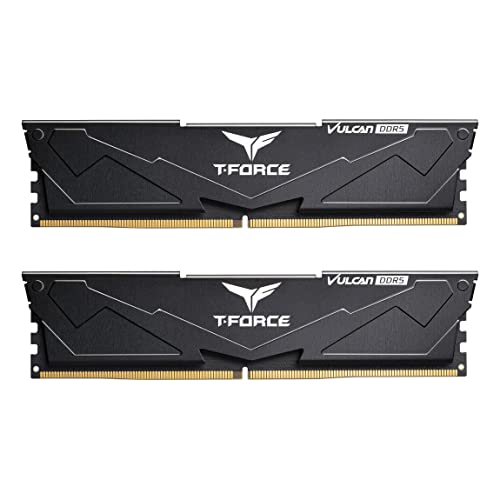 TEAMGROUP T-Force Vulcan DDR5 32GB (2x16GB) 6000MHz (PC5-48000) CL38 Desktop Memory Module Ram (Black) for Chipset 600 700 Series XMP 3.0 Ready - FLBD532G6000HC38ADC01 - Image 1