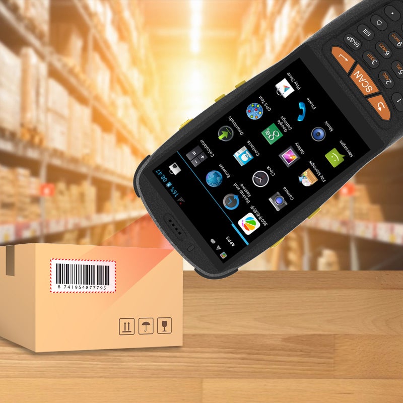 ماسح ضوئي للباركود جهاز أندرويد محمول PDA طرفية نقاط بيع آلة جرد ماسح ضوئي 1D/2D/QR كمبيوتر محمول يدعم 4G واي فاي بلوتوث مع شاشة لمس 4 بوصة ووظيفة NFC للمستودعات والجرد والخدمات اللوجستية والتجزئة - Image 3