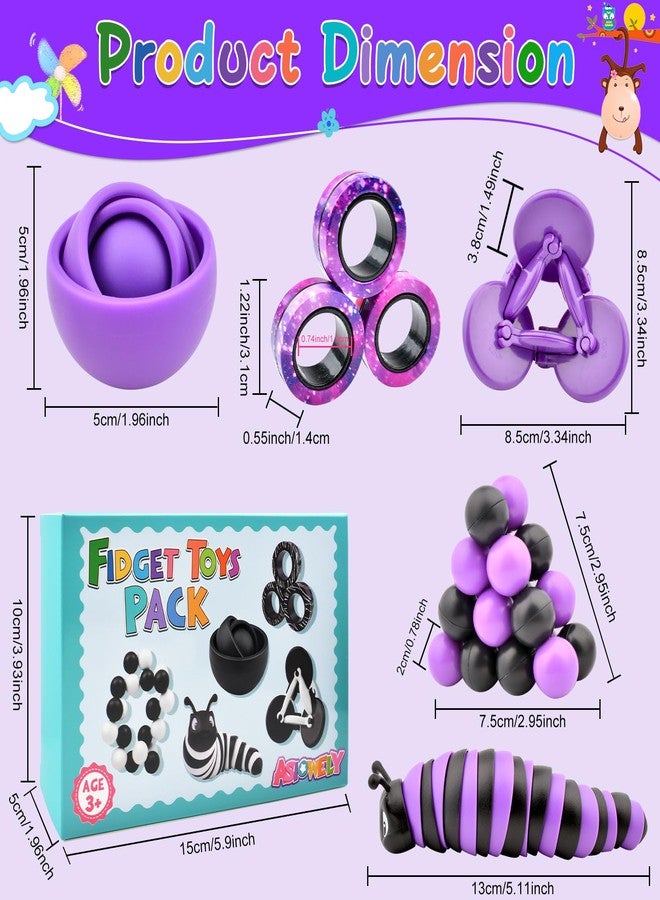 ASIOWELY Fidget Toys Kids Pack, Autism Sensory Toys Set for Adults, Fidget Spinner Slug Magnetic Rings, Cool Gadget for Men Boys Teens ADHD Stress Relief Desk Toy Gift Idea - Image 2