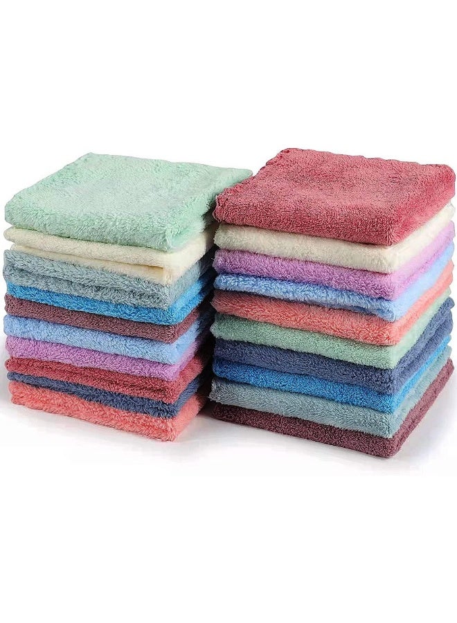 20-Pack Soft Multicolor Coral Fleece Baby Bath Cloths, Super Absorbent, Suitable for Newborns, Kids 9.8 × 9.8 inches  - Image 1